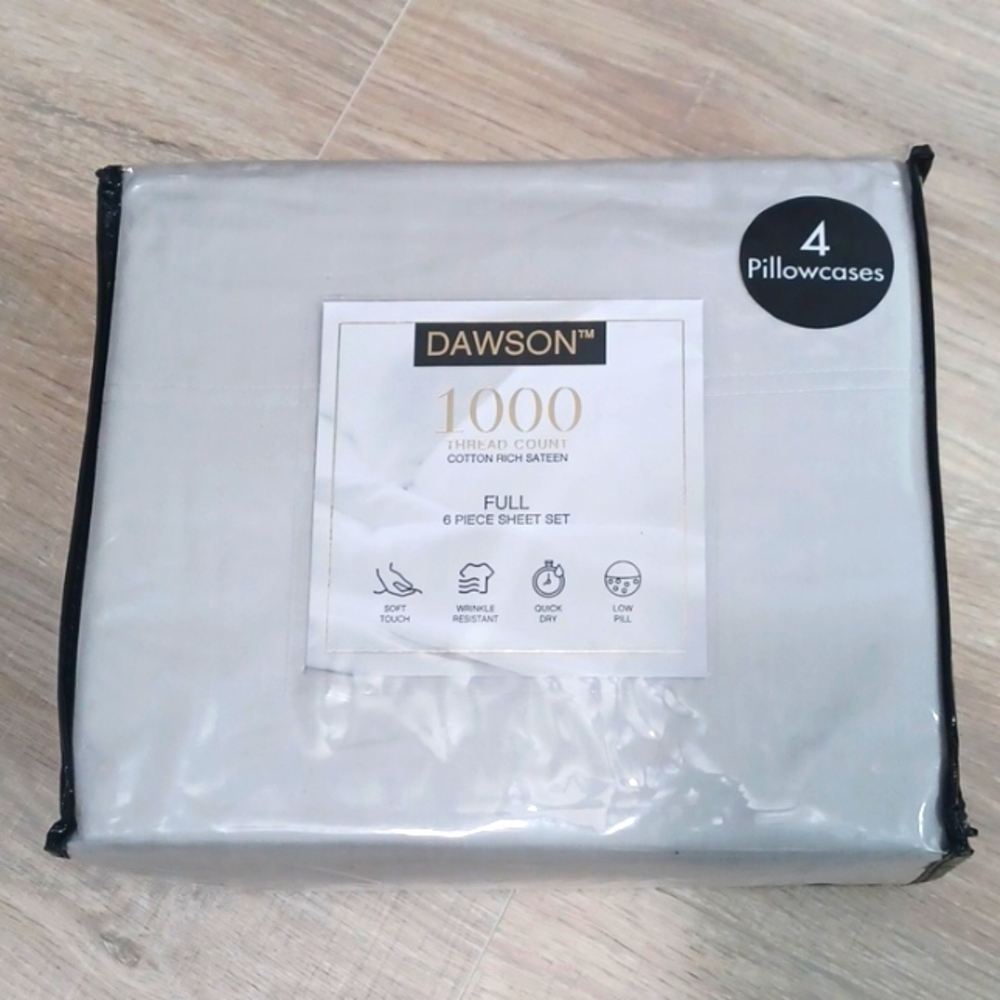 New Full Size 1000 Thread Count SIX Piece sheet set including FOUR pillowcases